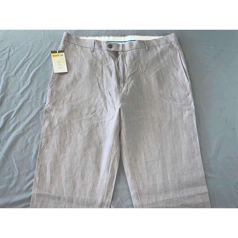 Bahia Sol Verona Flat Front Summer Weight 100% Linen Chino Style Pants. 30, NWT!